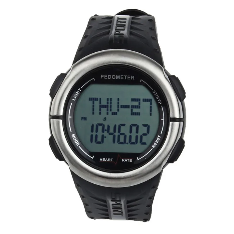 

Hot 2017 Superior Men Waterproof Digital 3D Pedometer Calories Counter Pulsometer Heart Rate Monitor LED Sport Watch HotDropship