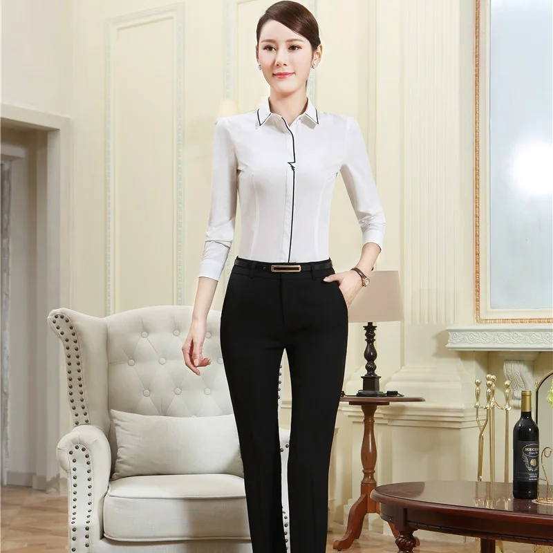 Novelty White Autumn Winter Formal OL Styles Pantsuits With 2 Piece