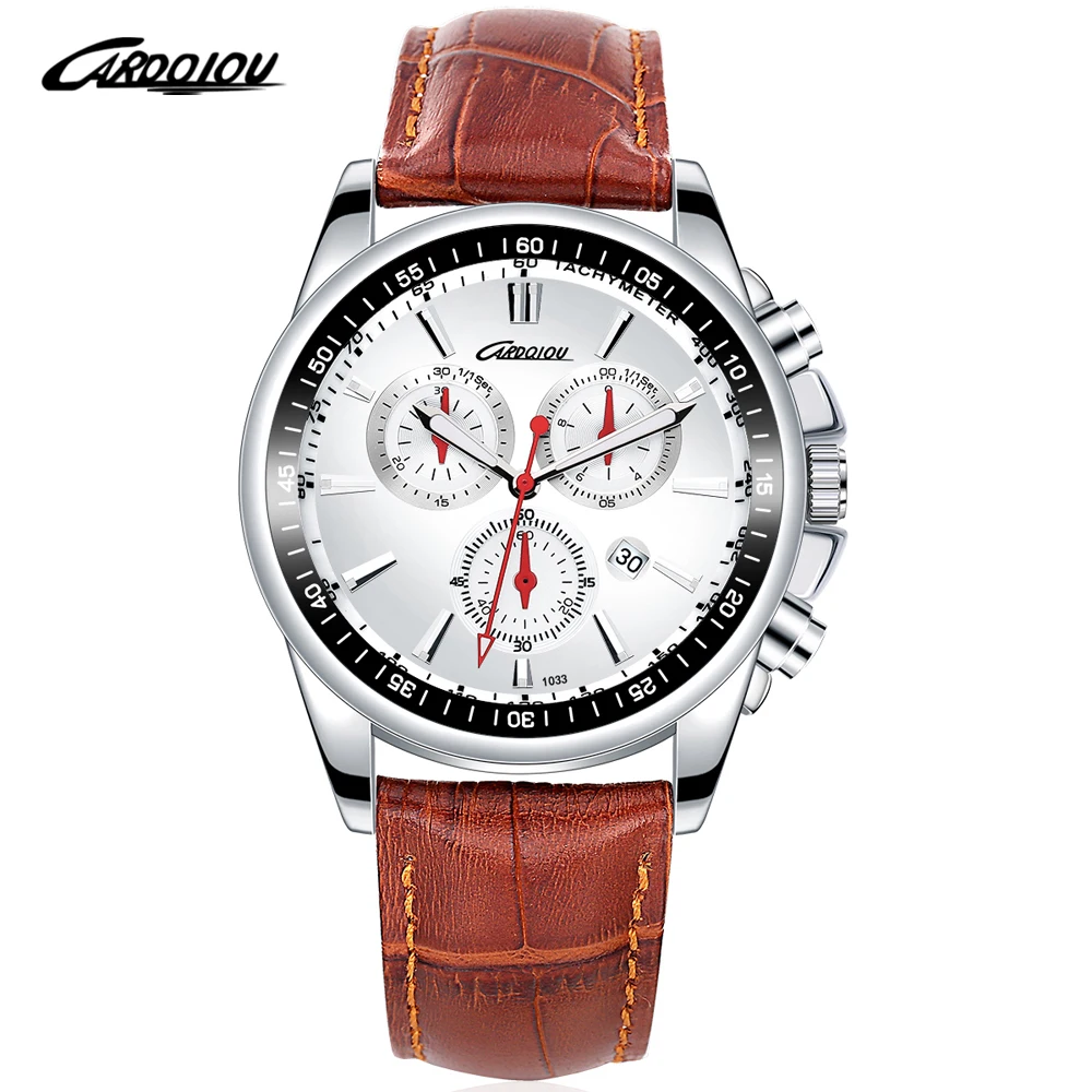 High Quality Genuine Leather Quartz Watch Men Brand Luxury Calendar