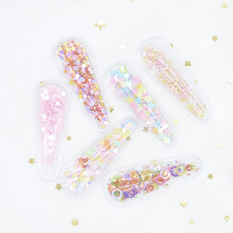 12 قطعة 6 سنتيمتر ملء متعددة أنماط الترتر زين الشعر BB كليب ل DIY كعكة توبر ملصقات هاتف محمول قبعة أغطية الرأس ديكور h06