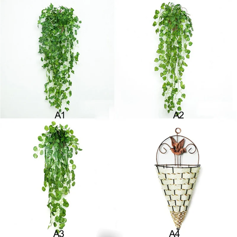 Художественное украшение лоза деликатные искусственные листья Крытый открытый пластиковый завод Лоза декоративные стены с висящей корзиной