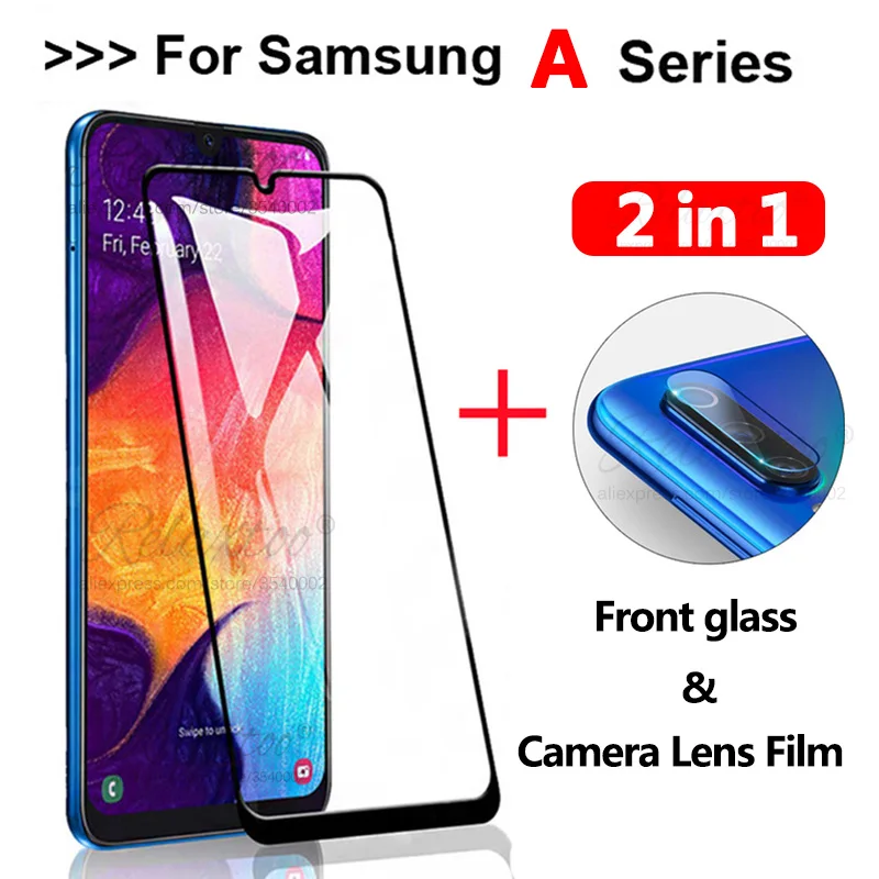 Закаленное защитное стекло 2 в 1 для Samsung Galaxy A50 A70 A30 A20 A10|Защитные стёкла и плёнки| |