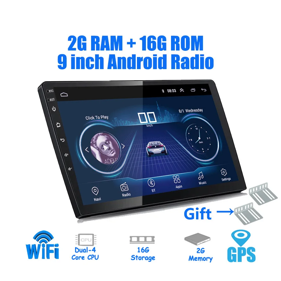  9/10 inch Android 8.1 universal Car Player 2 din 2G RAM+16G ROM android car radio GPS NAVIGATION WI