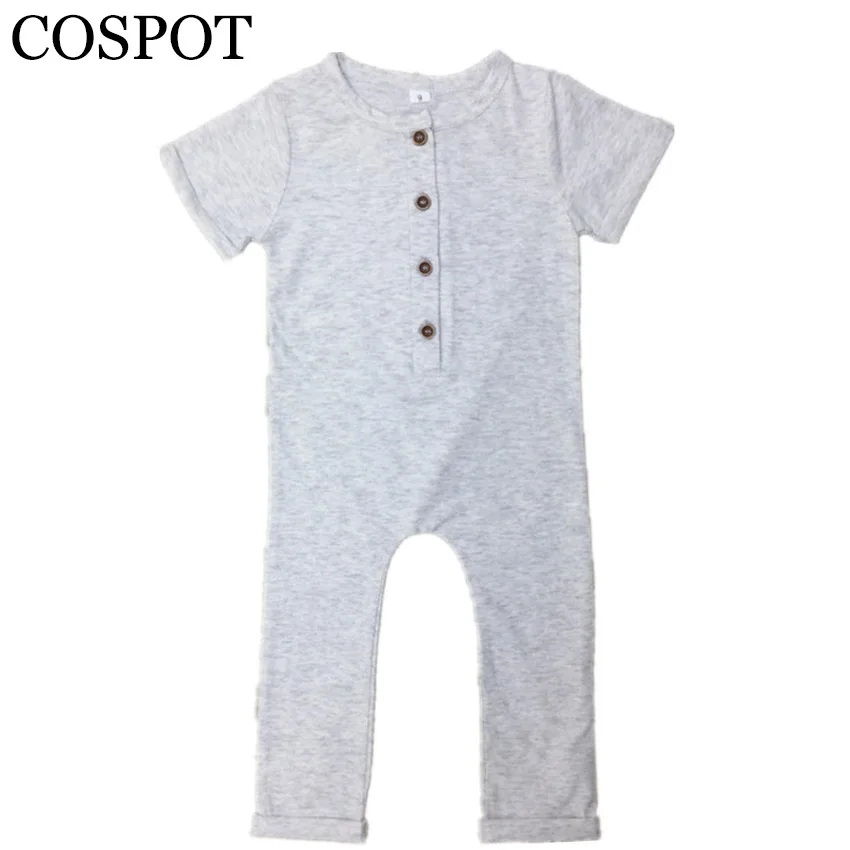 

Baby Girls Boys Plain Romper Newborn Summer Jumpsuit Kids Red Gray Rolled-Sleeve Jumper 2019 New Arrived 0-3Yrs 28F