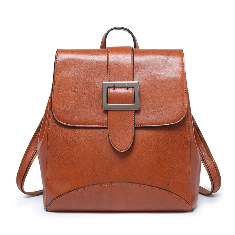 Новое поступление, фирменный кожанный рюкзак, женская черная Дорожная сумка на плечо, женская сумка, школьные сумки для девочек-подростков, Большой Вместительный рюкзак - Цвет: Brown