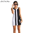 Save 4.57 on Plus Size 3XL Sleeveless A-Line Dress Women 2017 New O-Neck Patchwork Short Mini Dress Vestidos Beach Casual Summer Dress Women