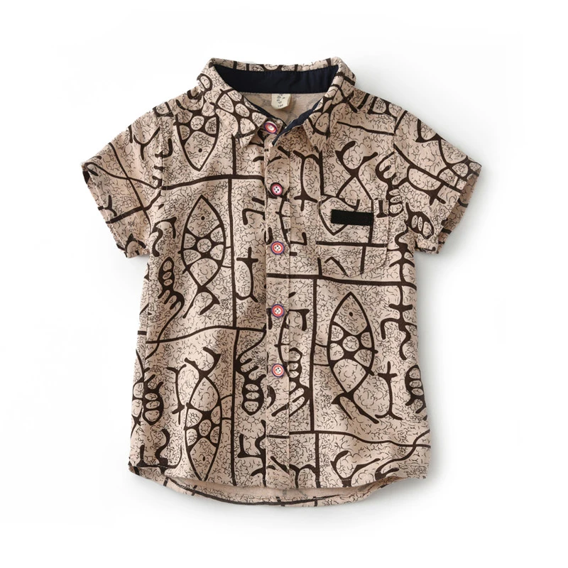 

Boys Casual Beach Shirts Summer 2019 Cotton Toddler Boy Brown Shirt Kids Short Sleeve Blouse Children Clothes 2 3 4 5 6 Years