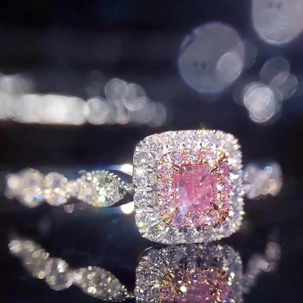 

2019 new Luxury Wedding Stone Rings with Big Square Zircon Silver Color Ring Large Design fashion Jewelry Women Finger Rings