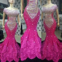 Новые платья цвета фуксии, великолепное платье русалки, платья на заказ, элегантное вечернее платье с кристаллами, robe de soiree