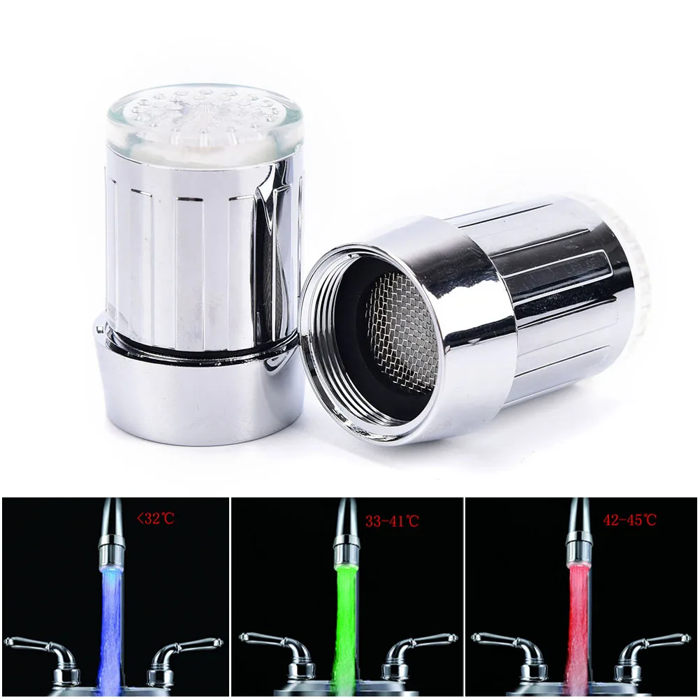 LED Faucet Light Temperature Sensor RGB Glow Shower Water Shower Head Stream Sink Tap Torneira Bathroom Kitchen Accessories