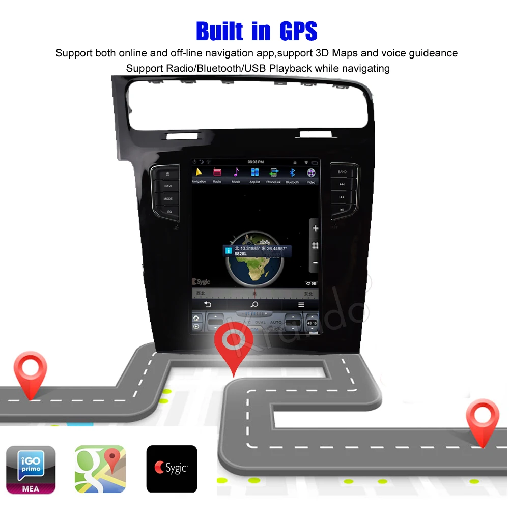 Clearance Krando  Android 8.1 10.4" Tesla Vertical car multimedia player GPS for VW Volkswagen Golf 7 2013 navigation system radio audio 2