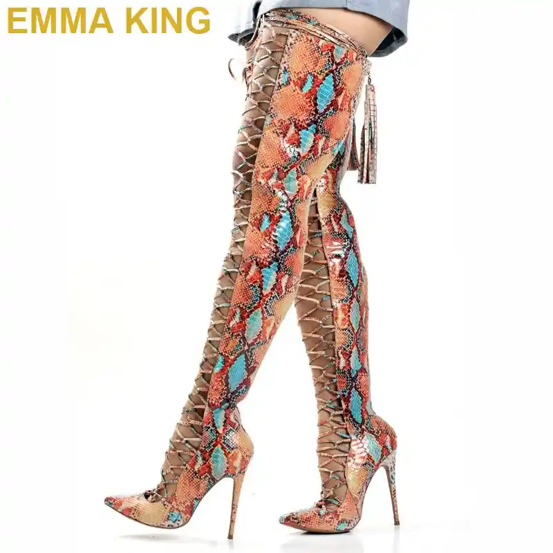 thigh high snakeskin boots