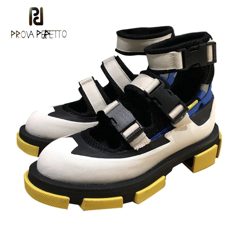 

Prova Perfetto 2019 spring new casual shoes mixed color breathable mesh thick bottoms sneakers women round toe ins hot sale shoe