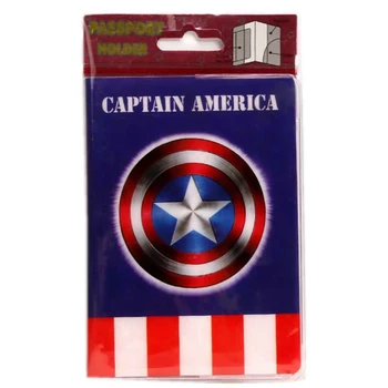 

ALIEME Men Passport Cover Fashion Cartoon Captain America Women PVC Leather Travel Passport Holder Case Credit Card Holder 14*9