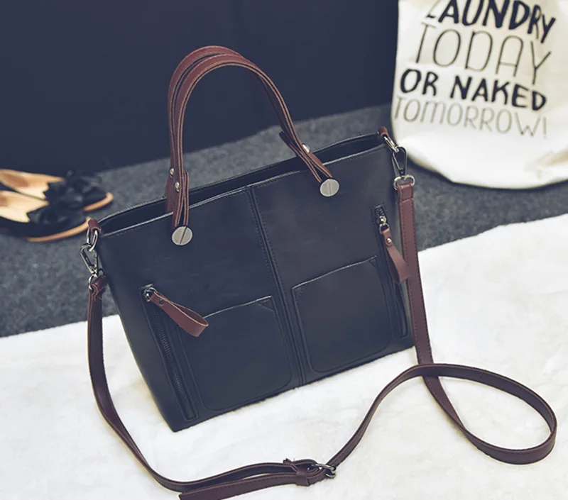 Women Shoulder Bag Vintage PU Leather Casual Totes Female Daily Shopping Bags Luxury Designer Ladies Handbag Dames Tassen SS0375 (10)