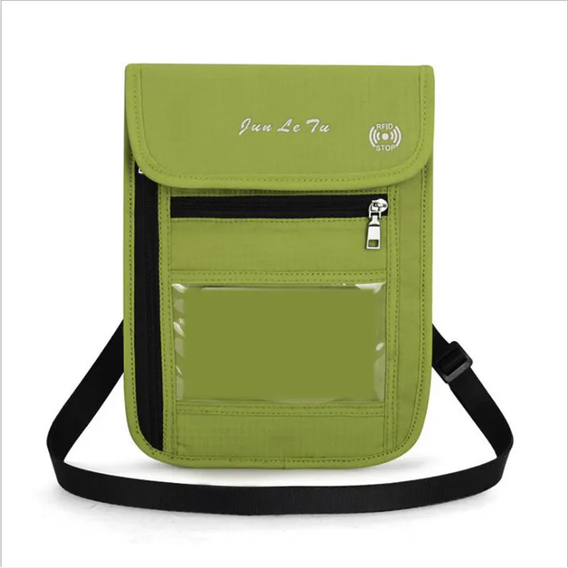 Нейлоновая Противоугонная сумка для путешествий, паспорта, шеи, блокировка телефона, кошелек, сумка для мужчин и женщин, мини сумка через плечо - Цвет: green
