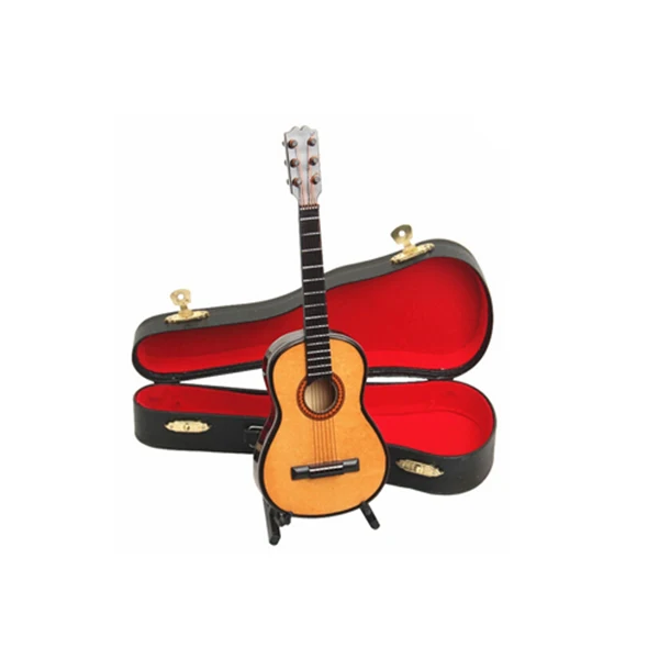Yuker 1:12 кукольный домик мини-гитара миниатюрная деревянная акустическая гитара музыкальный инструмент с Чехол-подставкой