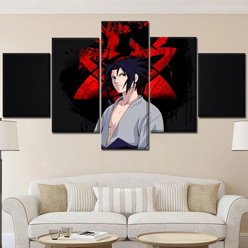 Waliicorners Wall Art HD Print Canvas Painting 5 Panels Anime Naruto Wave Skunk Poster Modern Modular Pictures Home Decor Bedroom Framework 7