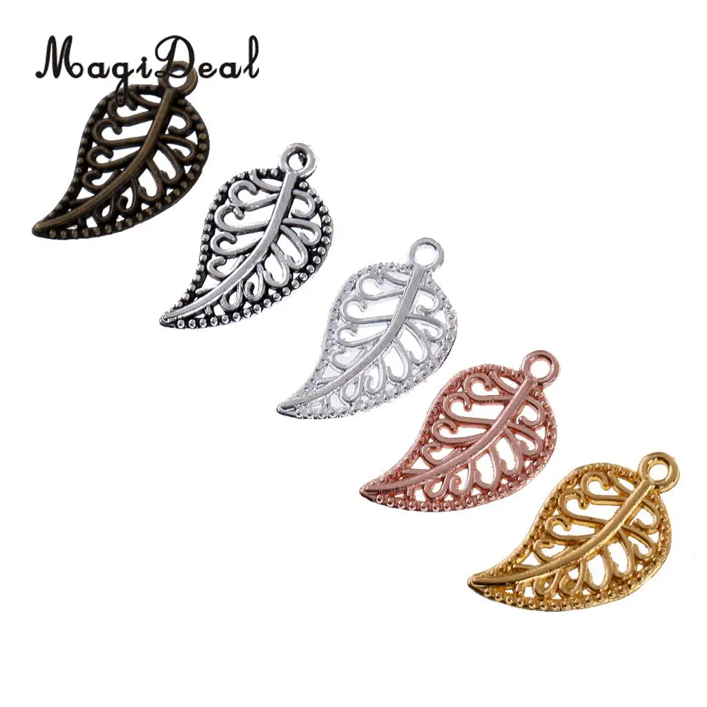 MagiDeal 75Pieces Vintage Hollow Filigree Leaf Charms Pendants Jewelry Findings Jjewelry Making Dangle Scrapbooking Material