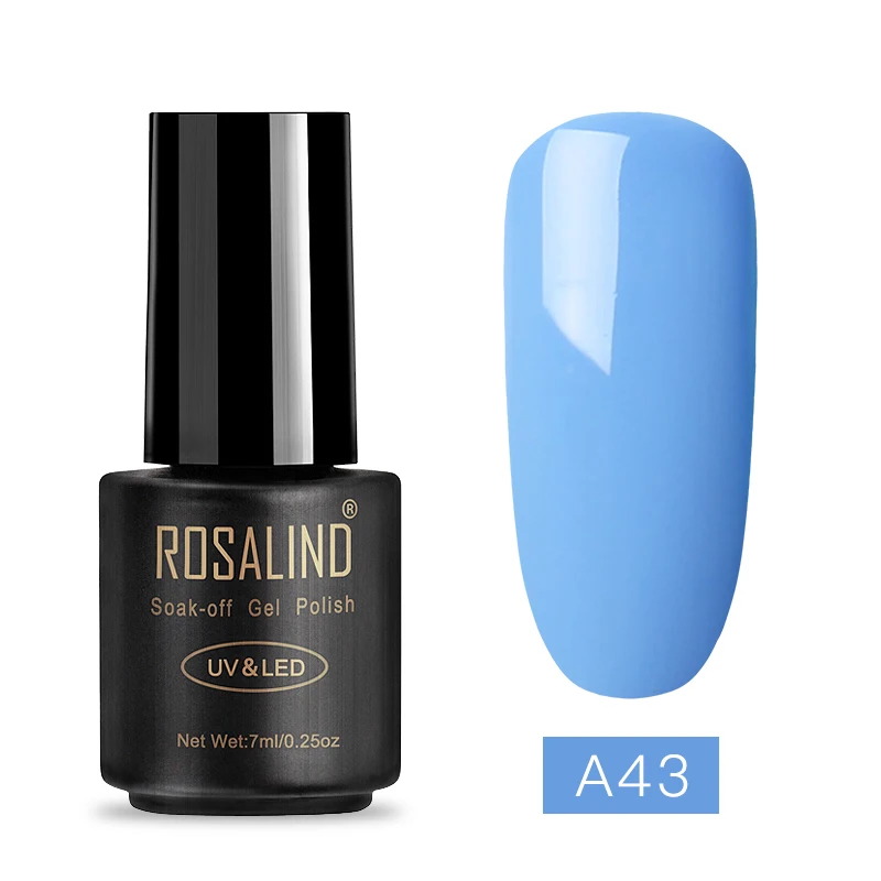 ROSALIND Гель-лак для ногтей неоновый цветной набор для маникюра Полупостоянный УФ основа верхнее покрытие Гель-лак для ногтей гибридный - Цвет: A43