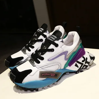 

2019 New sports women shoes autumn fashion hot color matching comfortable soft casual women shoes Thick bottom Non-slip sneakers