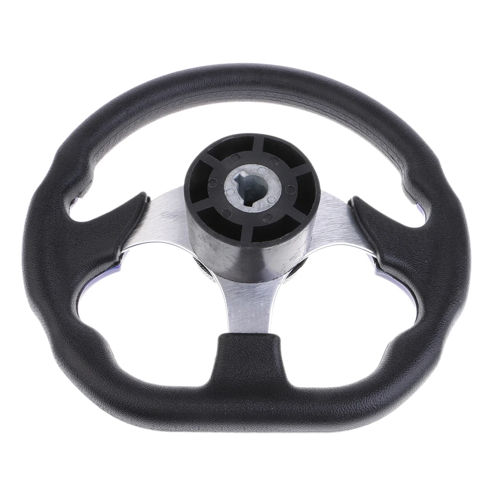 320mm Battle Style Aluminum Alloy 3 Spoke 3/4'' Boat Steering Wheel Marine Yacht Pontoon Boat Wheel & Soft Grip Center Cap