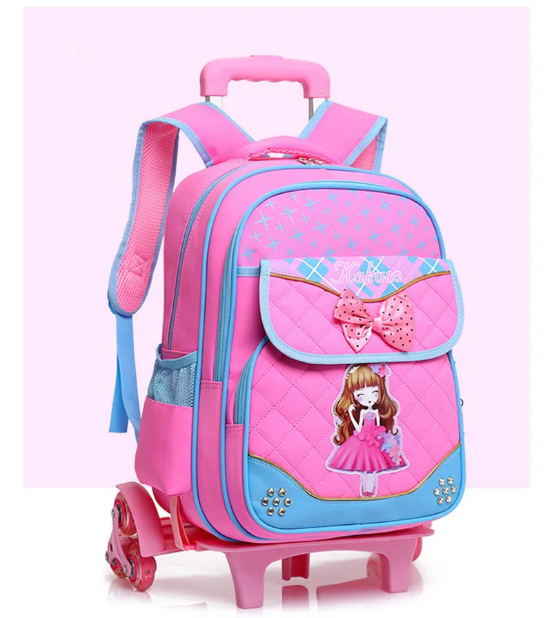 Модный комплект одежды из 2 шт./компл. школьные рюкзаки 6 колес детские школьные рюкзаки для девочек, водонепрониаемых сумок милый детский рюкзак на колесах Для Путешествий Рюкзак