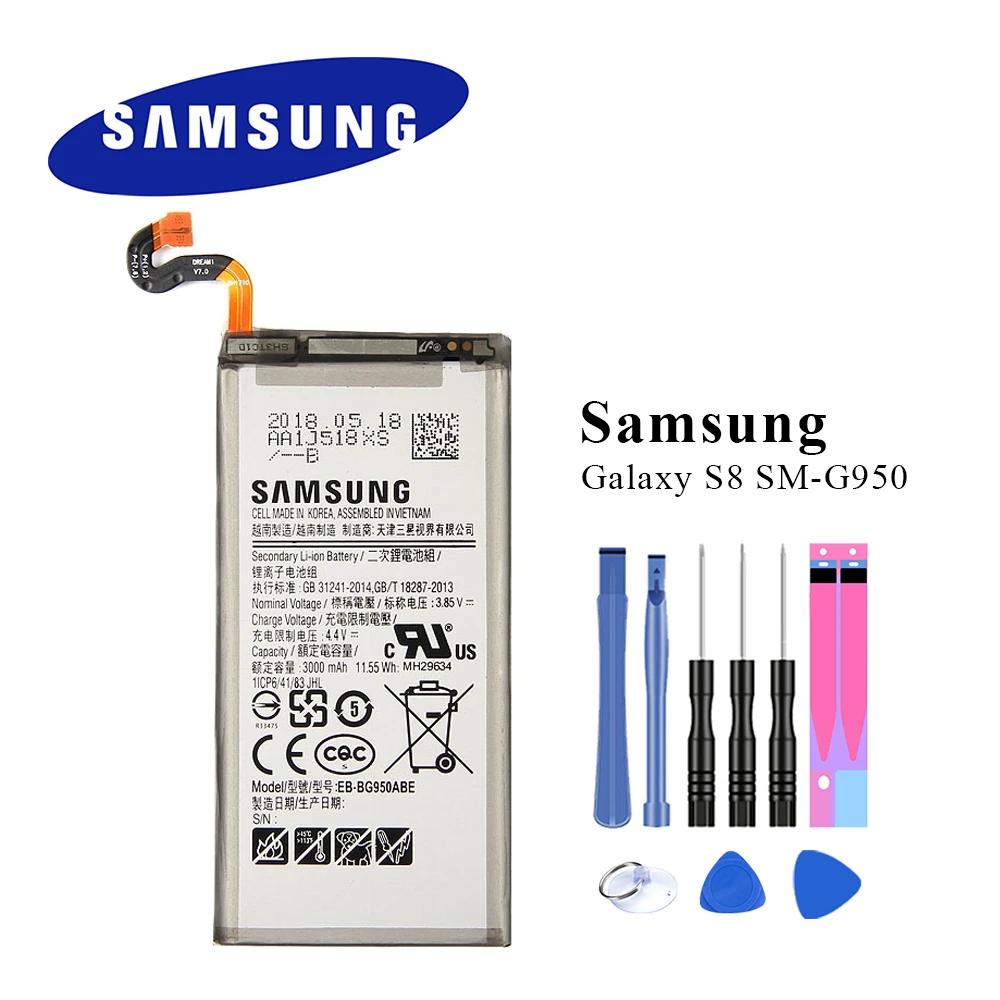 Оригинальный аккумулятор для Samsung Galaxy S8 G9508 G9500 G950U G950F 3000 мАч Akku +