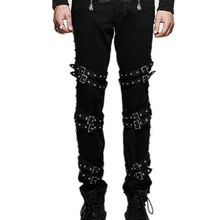 Новая мода, мужские панк уличные обтягивающие узкие брюки, повседневные мужские мотоциклетные штаны, хлопковые эластичные готические брюки
