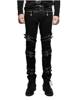 

New New Fashion Male Punk Street Tight Feet Pencil Pants Casual Men's Motorcycle Pants Cotton Elastic Gothic Trousers
