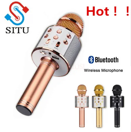 

Bluetooth Wireless Microphone WS-858 Handheld Karaoke Mic USB KTV Player Bluetooth Speaker Record Music Microphones WS858