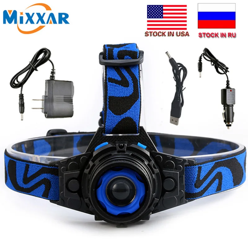 

C 3000LM Q5 Led Head lamp Frontal Rechargeable Torch Build-In Battery Headlamp Headlight Fishing lights + AC Charger