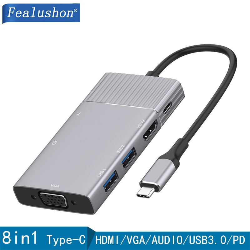 Док-станция с разъемом типа C HDMI VGA USB power Delivery Hub для ноутбука Macbook Pro hp DELL Surface lenovo samsung Dock