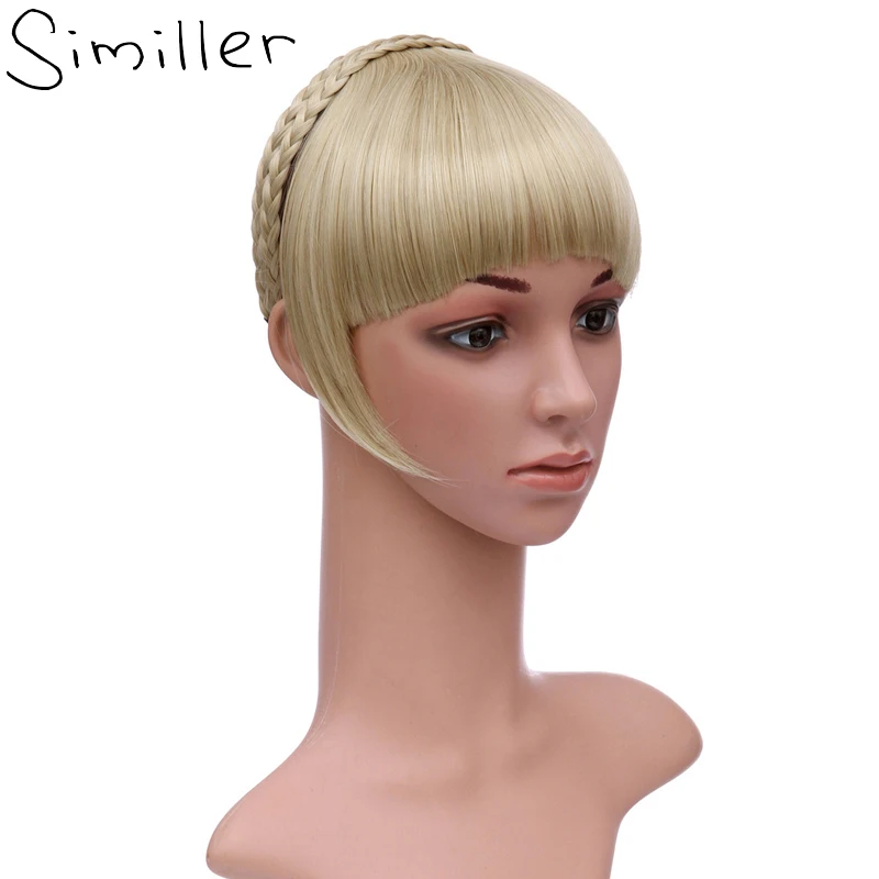 

Similler Synthetic Hair Neat Fringe With Braids Headband Blunt Bangs Hair Extensions for Women Hairpieces