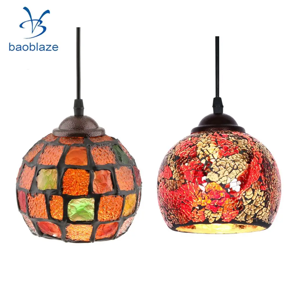 2Pcs Vintage Hanging Light Mosaic Design Pendant Ceiling Lampshade 