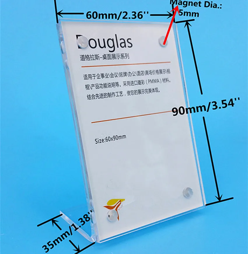 60x90 мм прозрачный акриловый символ дисплей бумажный ценник карта настольная табличка держатель Вертикальный L стенд с магнитом в уголке 500 шт
