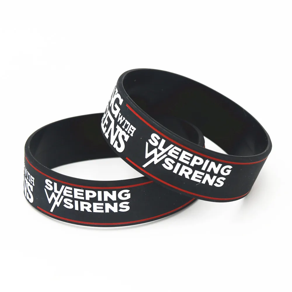 Sleeping With Sirens Band Silicone Bracelets&Bangles Wide Tendy Popular Silicone Wristband Classic Band Gifts SH197 1PC