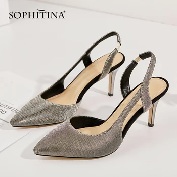 

SOPHITINA New Fashion High Heel Ladies Sandals Casual Shallow Back Strap Shoes Basic Solid Outside Thin Heel Women Sandals SO212
