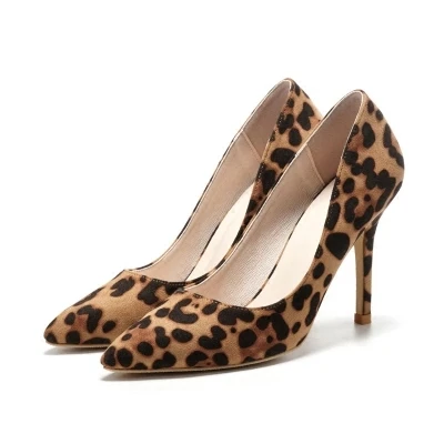 

Women Shoes Pumps Sexy High Heels Shoes Autumn Leopard Thin Heels Woman Party Shoes Pointed Toe Single Female Pumps Size 34-42