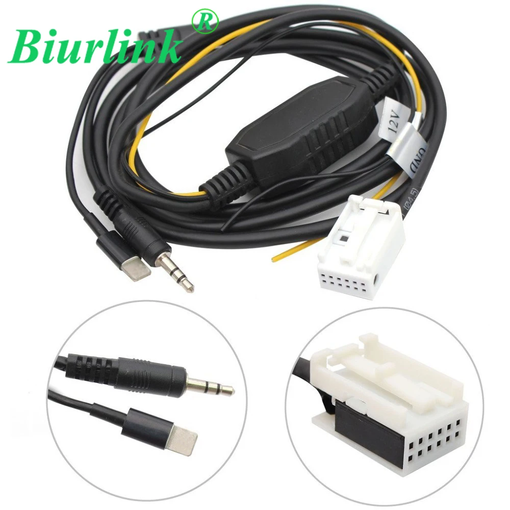 12Pin Car CD Changer Port to 3.5mm Audio Jack and Lightning Charger Aux