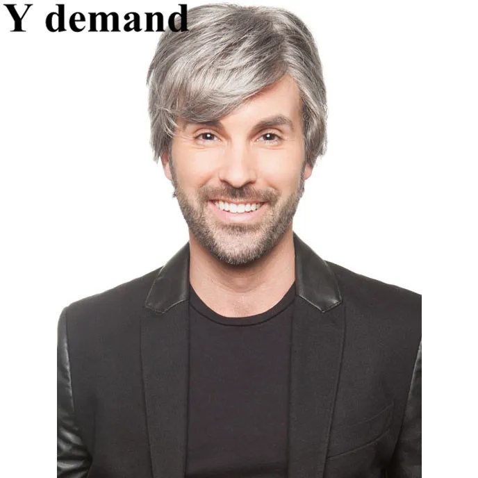 Mens Male Wig Handsome White Short Wigs Pixie Cut Wig with bangs High