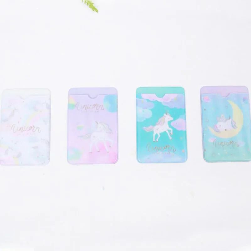 

1 Pcs Kawaii Unicorn Characters Double Layers PVC Card Cover Bus Bank Id Card Case Holder Stationery