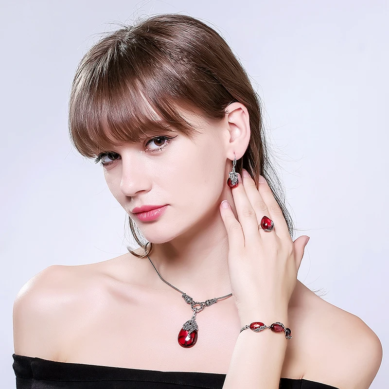 EDI 4.6*2.3cm Flower Shape Gemstone Garnet Pendants 925 Sterling Silver Natural Chalcedony Necklace For Women Jewelry