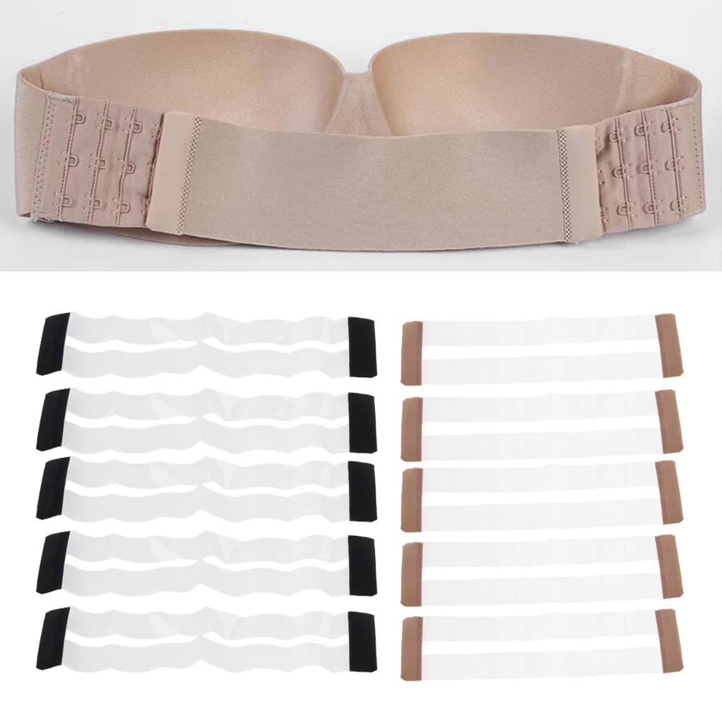 5pcs Women Clear Invisible Bra Extender 3 Hook Bra Extension Flexible Underwear Straps Replacement