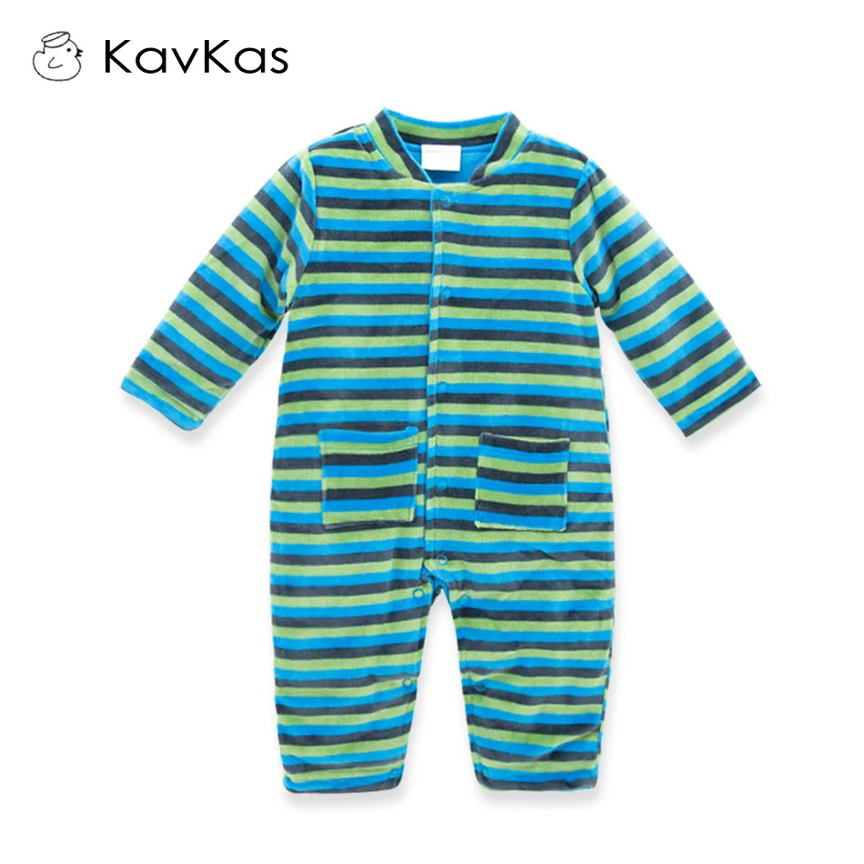 2018 Baby Boy Winter Rompers Fashion Striped Infant Boy Warm Jumpsuits