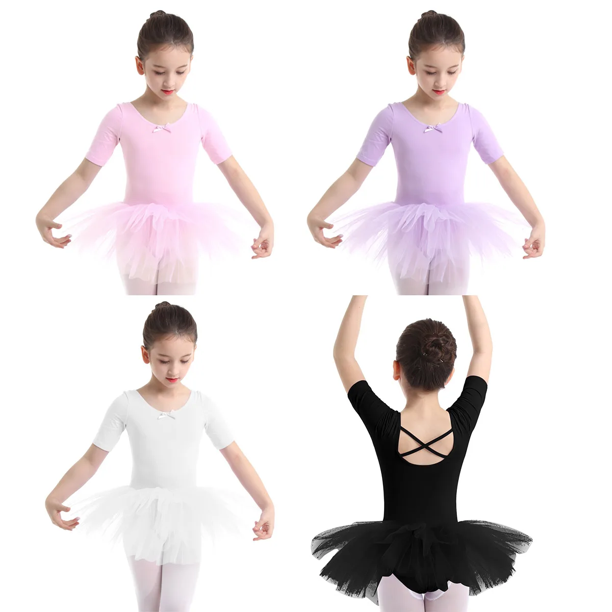 Балетное платье-пачка; костюм для гимнастики; трико для девочек; балерина с короткими рукавами; одежда для балета; Одежда для танцев; балетное платье для девочек