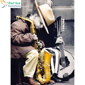 

Zhui Star 5D Diy full Square drill diamond painting Cross stitch boy Hold the sax embroidery Rhinestone Mosaic home decor gift