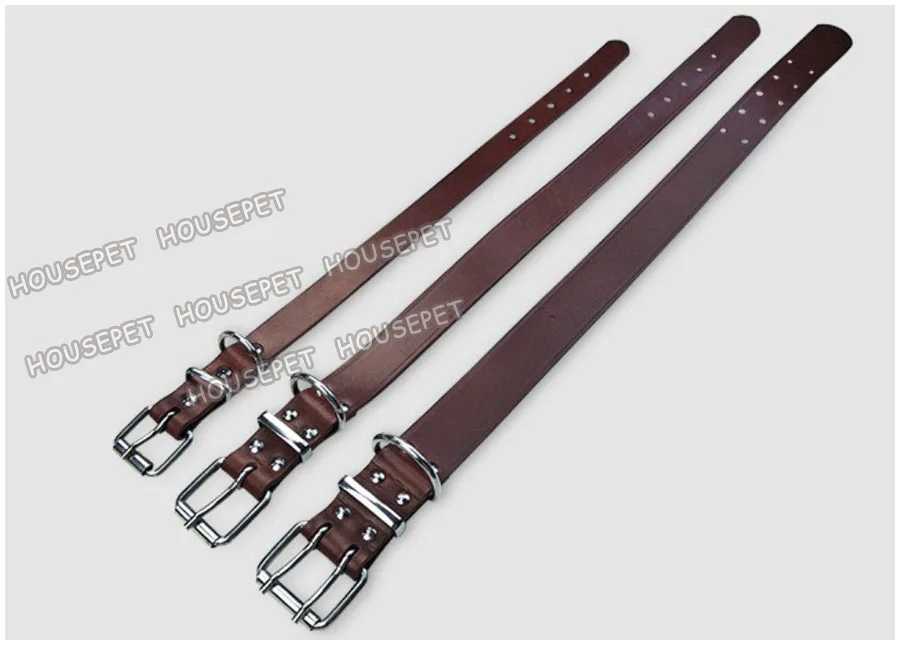 10pcs/lot Cowhide Pet Dog Collars Brown Strong Pet Collars for Large Dogs Wholesale