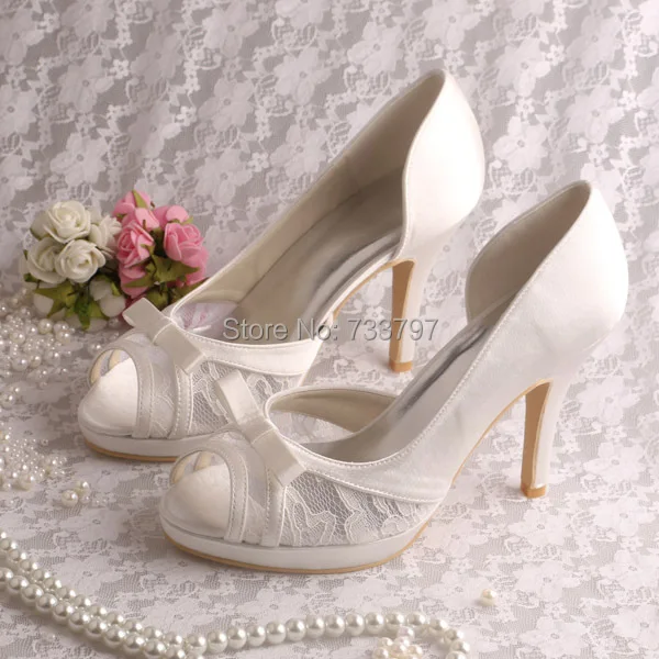 Wedopus MW662 Custom Handmade High Heels Ivory Bridal Shoes Wedding Pumps Peep Toe Dropship