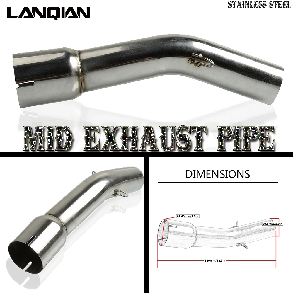 Mid exhaust pipe motorcycle exhaust link pipe mid pipe stainless steel for yanaha fzl 2009 2014
